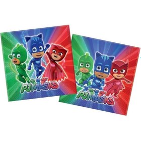 Resim Huzur Party Store Pj Maskeliler Peçetesi Temalı Pija Maske Kedi Çocuk Karakterli Pijama Mask Lisanslı 16 Adet 16x16 Cm 