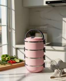 Resim YAZICI 4 Katlı Sefer Tası Sızdırmaz Yemek Termosu 2,4 Litre – Çelik İç Hazneli, Vakumlu Kapaklı,Lunch Box 