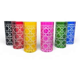 Resim Sudedi Home Renkli Kesme Cam Kahve Yanı Su Bardağı Seti 6 Adet Çok Renkli 