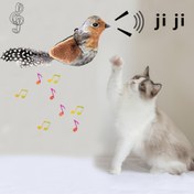 Resim Kuş Şeklinde Kedi Oyuncağı, Hayvan Desenli Kumaş, Şarj Gerektirmeden Ses Çıkarabilen Evcil Hayvan Sesi Oyuncak, Yapay Tüyler 