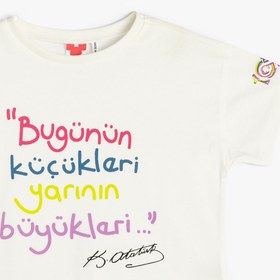 Resim Kız Bebek Tişört Atatürk İmza Baskılı Kısa Kollu Pamuklu 