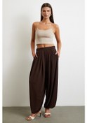 Resim Paça Detaylı Şalvar Pantolon Kahve Kahve 