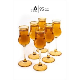 Resim Mest 6 Adet Ayaklı Kahve Yanı Su Bardağı Seti Bal Renk 95 Cc Bal Renk 