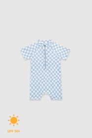 Resim UV Korumalı Bebek Tek Parça Alttan Çıtçıtlı Önü Fermuarlı Mayo Groovy Checker - 12-18 Ay / Groovy Checker 