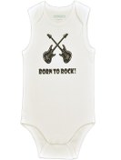 Resim POPİQUE Organics Born To Rock Kolsuz Beyaz Organik Body 