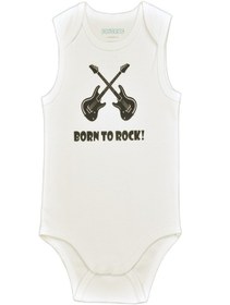 Resim POPİQUE Organics Born To Rock Kolsuz Beyaz Organik Body 