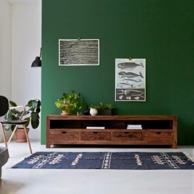 Resim Winchester Masif Ahşap Çekmeceli Tv Ünitesi 220 Cm Koyu Ceviz 
