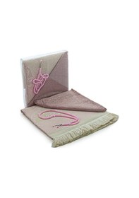 Resim Bohçaya Ve Mevlide Uygun Başörtülü Seccade Seti - Tesbihli - Pembe 