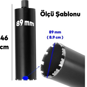 Resim Badem10 Elmas Karot Ucu 89 mm Shun Beton Zemin Duvar Delme Delik Açma Panç Aparat Uç Deprem Numune Al Test 