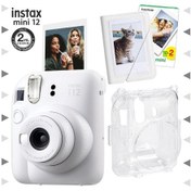 Resim Fujifilm Instax Mini 12 Fotoğraf Makinesi + 20'li Film Mini Albüm + Şeffaf Kılıf Seti Beyaz 
