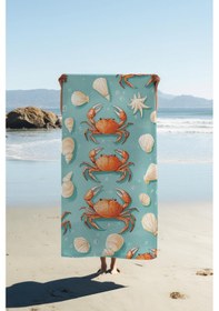Resim Dijital Baskı Plaj Deniz Havlusu Yengeç Desenli Peştamal Hvl0115 Renkli 