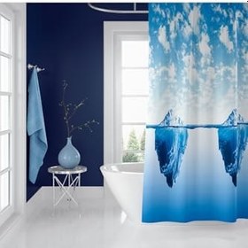 Resim Banyo Duş Perdesi 5322 120x200 Perde Borusu Askı Aparatı 90x130 Hediyeli 