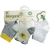 Resim Tezcanstore Bibaby Biorganic Cute Bear 3'Lü Çorap 68363 Gri Sarı-Gri Sarı-0-3 Ay 