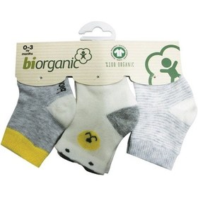 Resim Tezcanstore Bibaby Biorganic Cute Bear 3'Lü Çorap 68363 Gri Sarı-Gri Sarı-0-3 Ay 