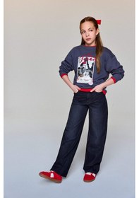 Resim Defacto Relax Fıt Bisiklet Yaka Baskılı Sweatshirt Kız Çocuk E6759a826spar58 Antrasit-ar58 