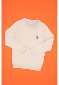 Resim U.S. Polo Assn. Kız Çocuk Krem Melanj Bisiklet Yaka Basic Kazak 50316808-VR159 