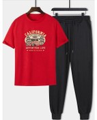 Resim California Baskılı 2'li Eşofman Takımı Kırmızı 