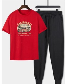 Resim California Baskılı 2'li Eşofman Takımı Kırmızı 