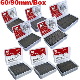Resim Mekanik Kurşun Kalem Uçları Çeşitli Boyutlarda (0,5, 0,7, 0,9, 1,3, 2,0 Mm) 60/90 Mm Kutuda Paketlenmiş, Öğrenciler Ve Ofis Kullanımı İçin İdealdir. Bu Değiştirilebilir Yedekler, Kırtasiye Tutkunları İçin Uygun Fiyatlı Bir Hediye Seçeneğidir. 