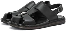Resim Ducavelli Messina Hakiki Deri Erkek Sandaleti, Hakiki Deri Sandalet, Ortopedik Taban Sandalet, Hafif Deri Sandalet 