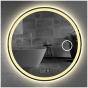 Resim GLOBAL LED MIRROR 90 Cm Makyaj Aynalı Dokunmatik Tuşlu Buğu Yapmayan Ledli Yuvarlak Banyo Aynası 