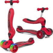 Resim Smart Oturaklı Çocuk Scooter 3 Tekerlekli Işıklı Scooter Yükseklik Ayarlı 1-5 Yaş Kırmızı Kırmızı 