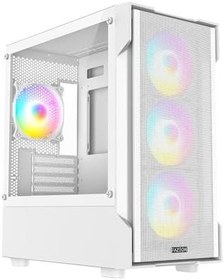 Resim FAZEON F1 650W 80PLUS BRONZE Mesh Bilgisayar Kasası, Beyaz, mATX, 4x120mm Rainbow Fanlı 