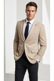 Resim Plus Scorpion Erkek Slim Fit Çift Düğme Çift Yırtmaçlı Blazer Ceket - Premium Dokulu Kumaş 