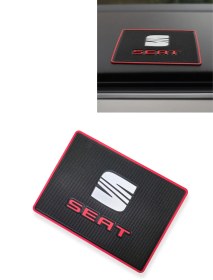 Resim Seat Logolu Torpido Üstü Kaydırmaz Ped / Şık Ve Fonksiyonel Araç Içi Aksesuar Siyah 