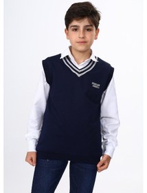 Resim Toontoy Kids Toontoy Erkek Çocuk Okul Nakışlı Süveter Lacivert 