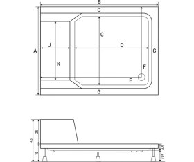Resim Kubaka Dikdörtgen Oturmalı Duş Teknesi 80*130 