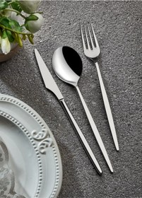 Resim Arsel Teos Sade 16 Parça 4 Kişilik Çatal Kaşık Bıçak Takımı Günlük Kullanım Seti 304 Kalite Gümüş 