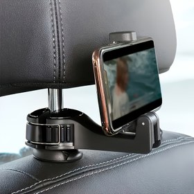 Resim 1 adet Evrensel Ayarlanabilir Araba Koltuk Başlığı Telefon Tutucu - ABS Malzeme, Su Geçirmez, Güvenli Araç Baş Kavrama ile Gizli saç tokası, Yolculuklar ve İş Gideri için 