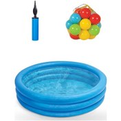 Resim 3 Boğumlu Mavi Havuz + Pompa + 25 Adet Havuz Topu - 114 X 25 Cm Havuz- Şişme Havuz - Kristal Havuz Çok Renkli 
