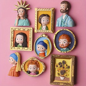 Resim Komik Manyetik Süslemeler, El Yapımı Reçine Manyetik Çıkartmalar, Tarihi Figürler ve Sanat Eserleri DIY Buzdolabı Mıknatısları, Araba Ev Kapısı Beyaz Tahta Buzdolabı, Yaratıcı Tatil Hediyeleri (2 Adet) 