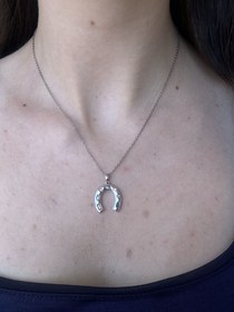 Resim Silver Taşlı Nal Kolye 