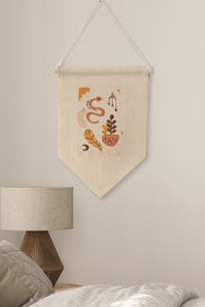 Resim Salon Duvar Dekoru, Pinterest Oda Dekoru, Boho Kanvas Flama Askılı Duvar Örtüsü Ve Süsü NO:466 - Renkli - 11 / 21 x 30 
