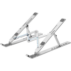 Resim Fuchsia Laptop Için Ayarlanabilir Alüminyum Katlanabilir Taşınabilir Dizüstü Bilgisayar Tablet Sehpası 