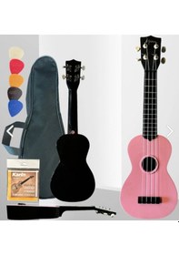 Resim Hawiian Xu21-1-pk Soprano Ukulele Pembe Canlı Pembe Cila Yumuşak Naylon Teller Çocuklar Ve Başlangıç İçin İdeal 
