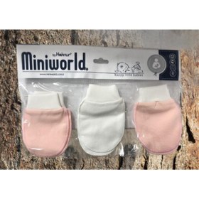 Resim Miniworld Yeni Doğan Kız Bebek Eldiveni Pudra Renk 3lü 