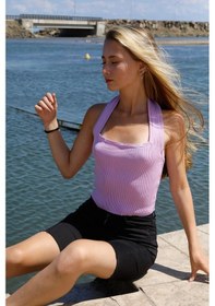 Resim Saklımoda Boyun Geçirmeli Triko Büstiyer Lila - P-019915 Çok Renkli 