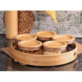 Resim Bambum Duo 300ml 5'li Tepsili Bambu Silikonlu Kapaklı Hava Aldırmaz Cam Kahvaltılık 