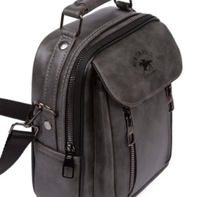 Resim Newish Polo Erkek Gri Vegan Deri Ayarlanabilir Çapraz Askılı El Ve Omuz Çantası Günlük new002 