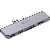 Resim Promate Surfacehub-7 - USB Hub Type-C / USB Bağlantı, Hdmı, Kart Okuyucu, HDMI ve Type-C 