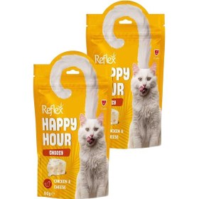 Resim Happy Hour Tavuk Etli Ve Peynirli Seçici Kediler İçin Kedi Ödülü 2 X 60gr 