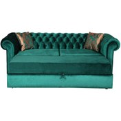 Resim 3A Mobilya Zümrüt Yeşili Yataklı Chesterfield 230X90X80 CM 