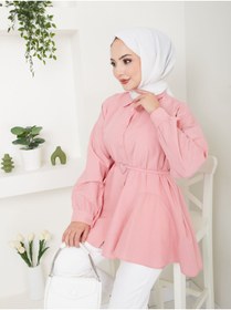Resim VOLT CLOTHİNG Kadın Gömlek Yaka Kalp Detaylı Tesettür Tunik 