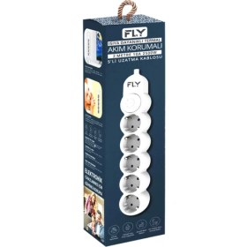 Resim Fly 3394-01 5'li Anahtarlı Akım Korumalı Priz 2500w 2mt Beyaz Renkli Çin Menşeli Güvenli Kullanım 
