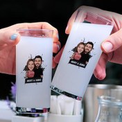 Resim Mutlu Aşıklar Karikatürlü İkili Rakı Bardağı Seti 