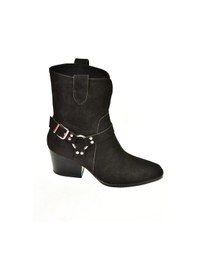 Resim Fox Shoes T296094002 Siyah Süet Kovboy Model Kalın Tabanlı Kadın Bot Siyah-Süet Siyah 